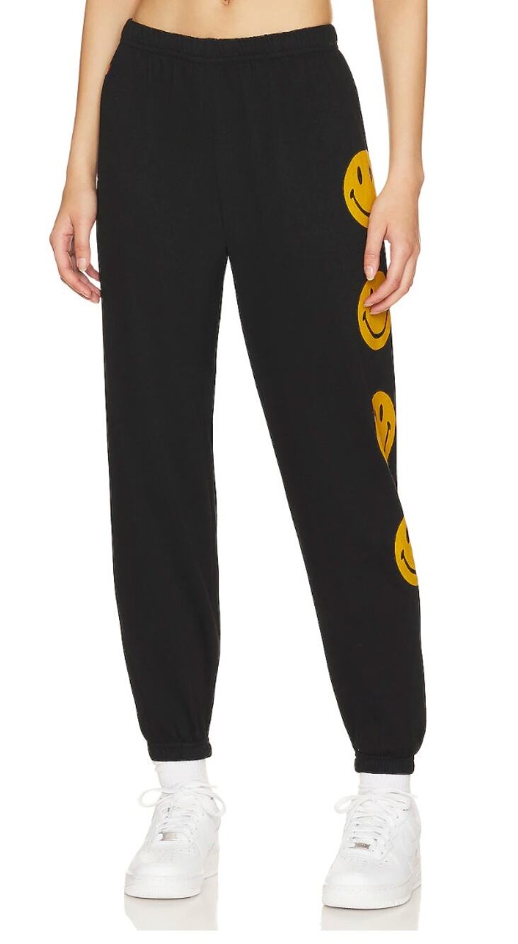 Aviator Nation Smiley 2 Sweatpant Pull On Pants Jogger Womens XL